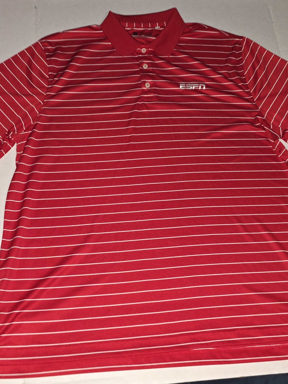 Gear For Sports ESPN Logo Red/White Striped Men Size 2XL Polo SS Shirt Golf